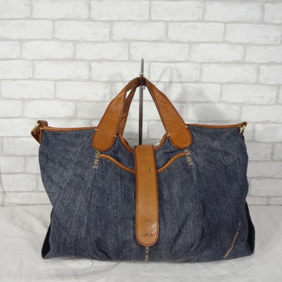 Lucky Brand Handbags - Lucky Brand Denim Canvas Leather Crossbody Bag